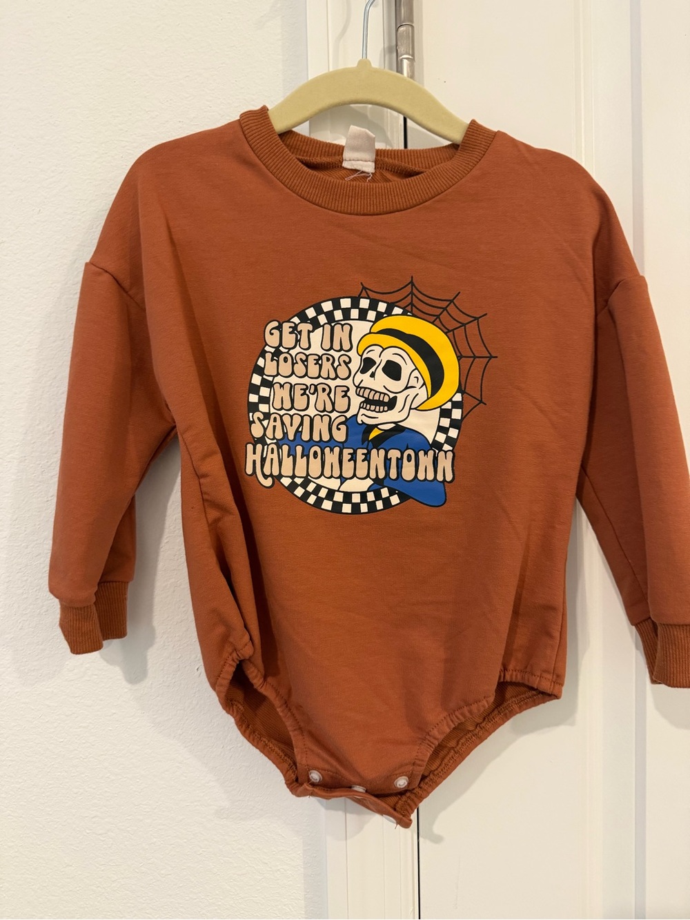 Kids Rust Graphic One-Piece Bodysuit - Halloweentown Skull Design